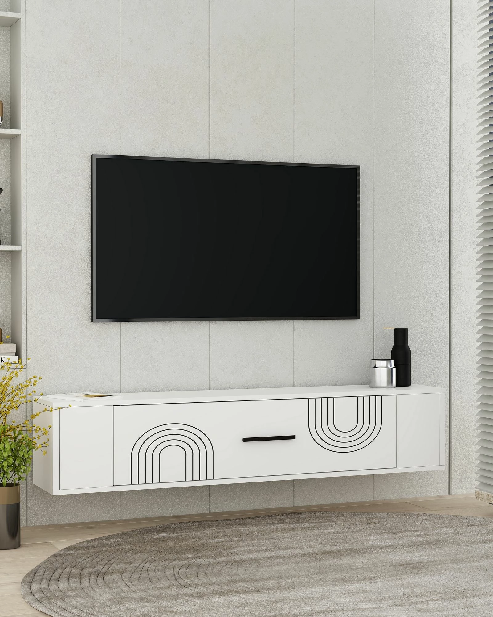 Komodë TV, ngjyrë e bardhë, Skye Decor, Restol 2