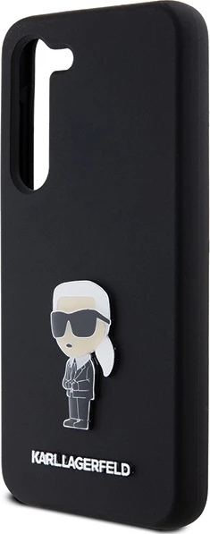Mbështjellës Karl Lagerfeld Silicone Ikonik Metal Pin për Samsung Galaxy S24, i zi