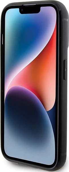 Mbështjellës Karl Lagerfeld Rhinestone Logo Metal Plate për iPhone 15 Pro Max, i zi