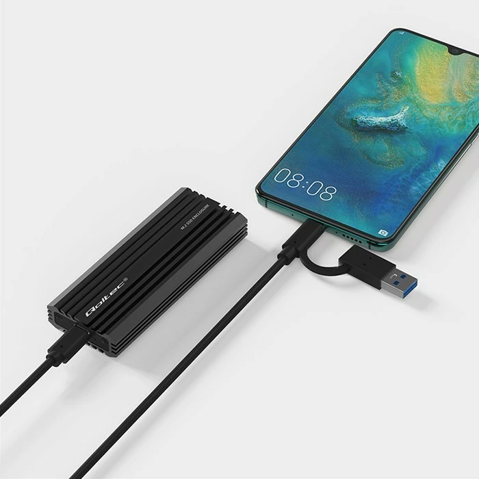 Kasë Qoltec NV2270 për SSD M.2 SATA/NVMe, USB-C, 2TB, e zezë