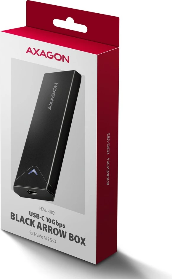 Kasë e jashtme AXAGON EEM2-UB2 për M.2 NVMe SSD, USB-C 3.2 Gen 2, e zezë