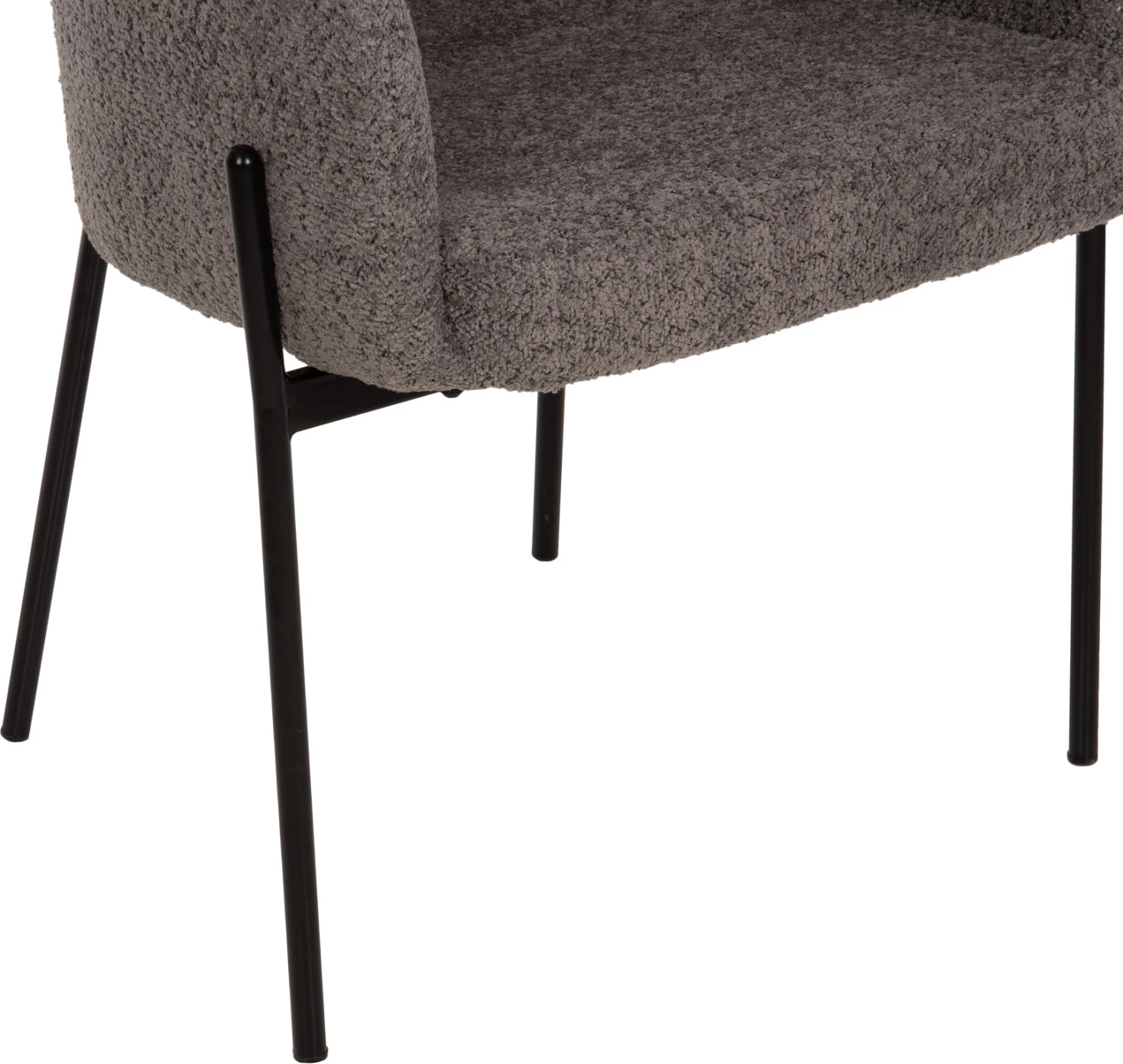 Karrige WOLF FH8583.01, stof boucle gri, këmbë metalike të zeza, 58x58x80H cm., set prej 2 copësh