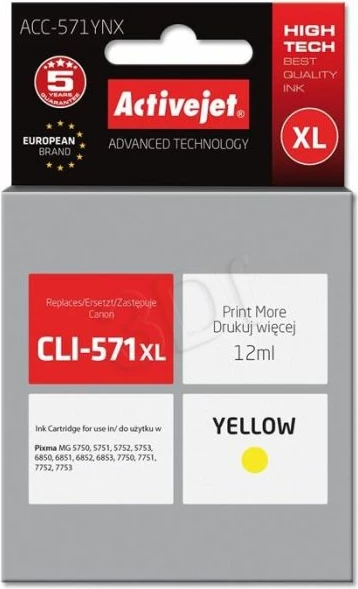 kartrix boje ActiveJet CLI-571Y XL (ACC-571YNX) 12 ml, e verdhë