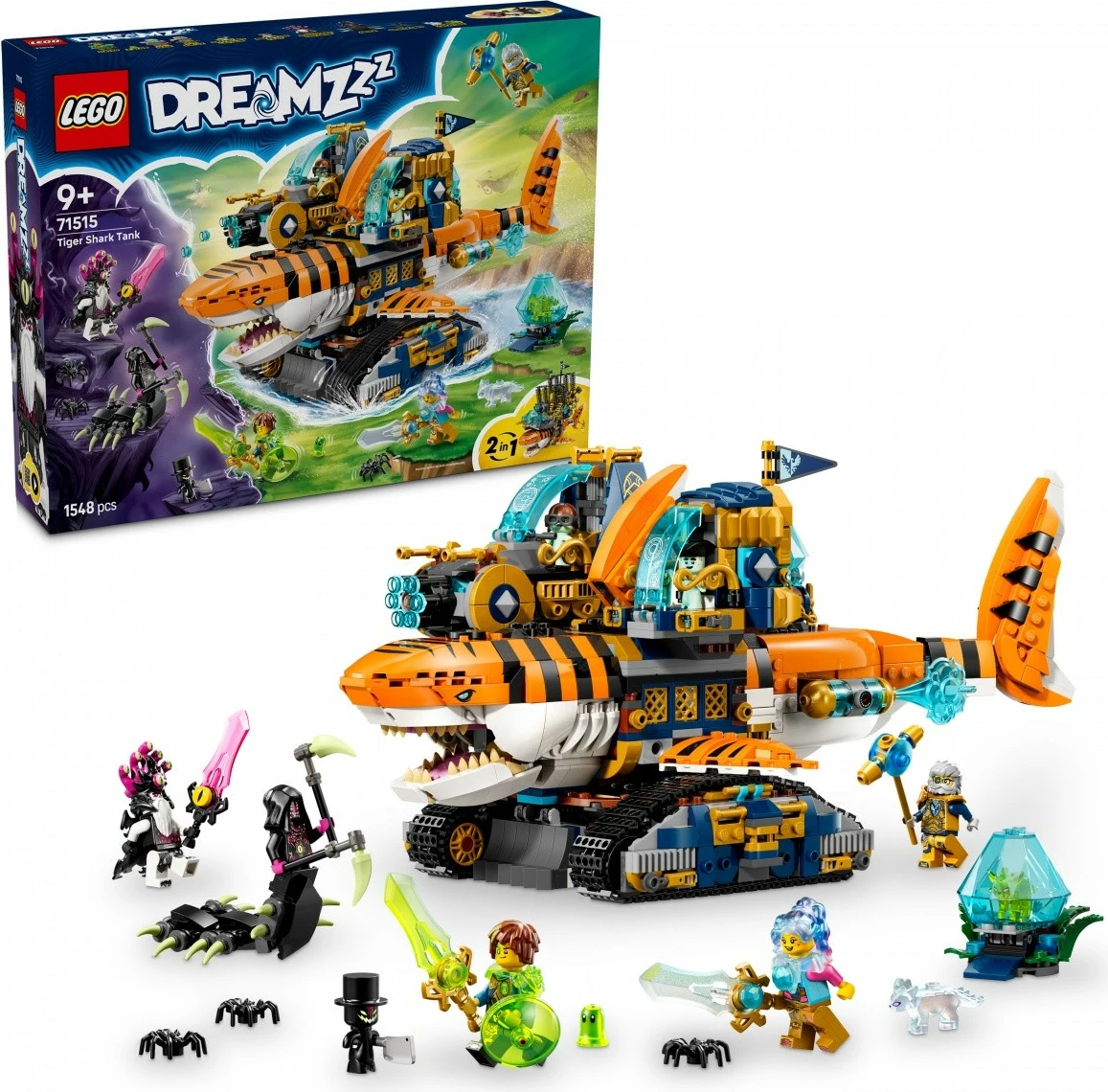 Set LEGO DREAMZzz 71515 Tiger Shark Tank, 1548 pjesë, 2-në-1, 9+ vjeç