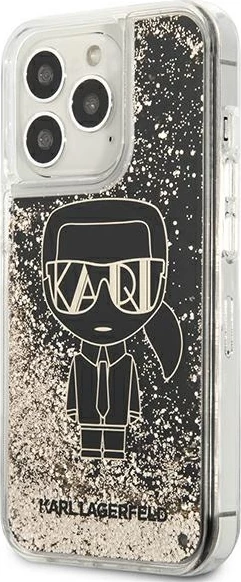 Mbështjellës Karl Lagerfeld KLHCP13XLGGKBK për iPhone 13 Pro Max 6.7", Liquid Glitter Gatsby, zi/ari