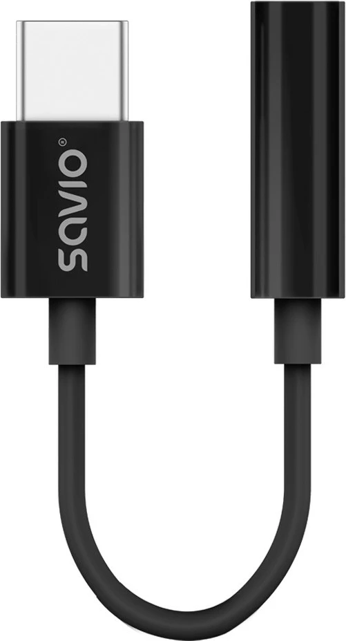 Adapter audio Savio AK-74, USB-C në 3.5mm, i zi