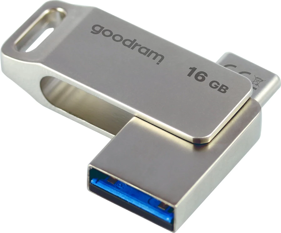 Kasë USB Goodram ODA3, 16GB, USB 3.2 Gen 1, USB-A/USB-C, Argjend