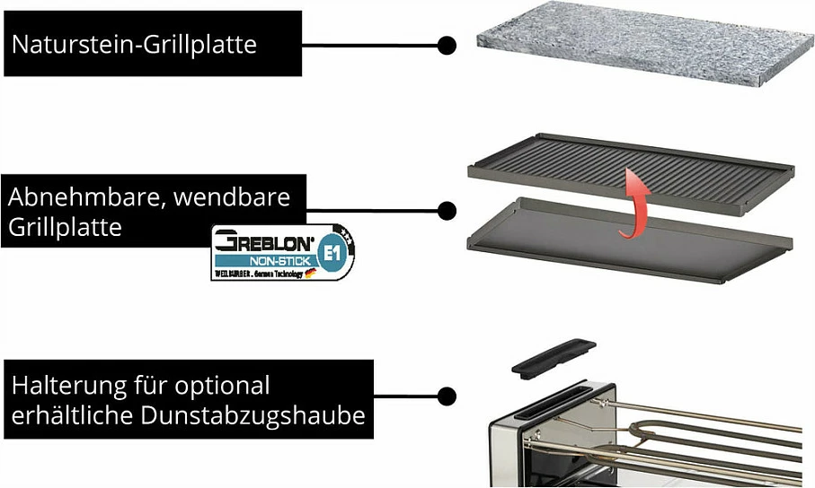 Grill raclette Unold 48760, 1200 W, 230 V, 50 Hz, i zi/inoks