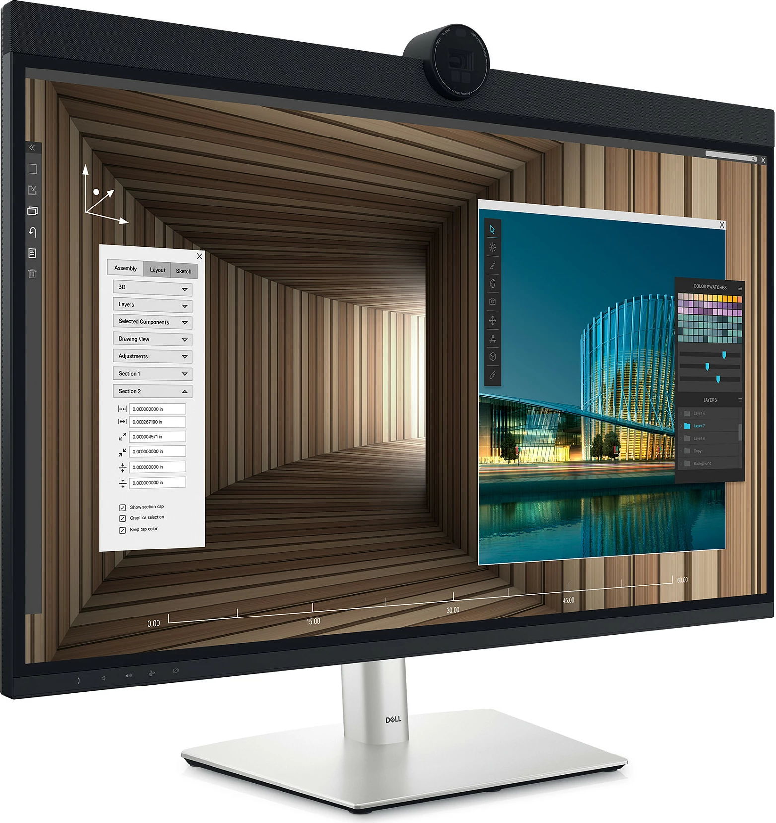 Monitor DELL UltraSharp U3224KBA, 31.5", 6K Ultra HD, i zi, argjendtë