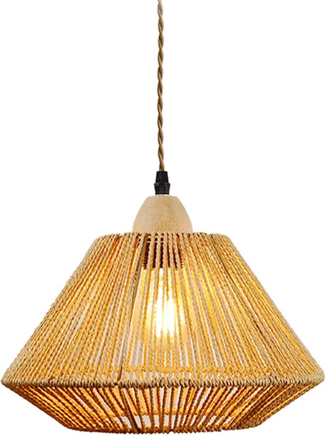 Llambë tavani një-dritë Ligua, metal dhe litar, ngjyrë natyrale, 30x22cm