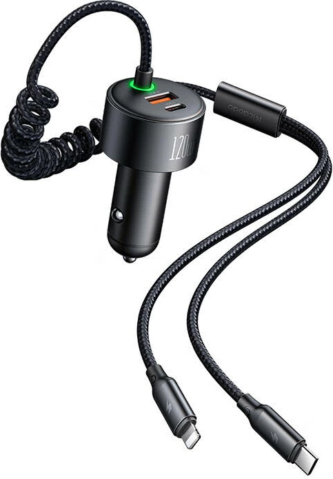 Karikues veture Mcdodo CC-0370, USB-C, Lightning, 120W, kabllo tërheqëse, zi