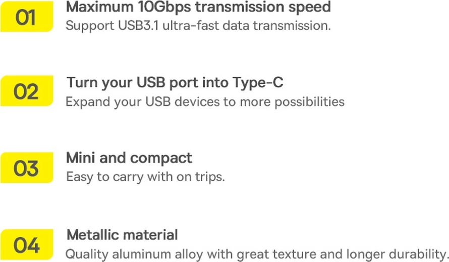 Adapter USB 3.1 OTG Baseus Ingenuity Series, USB-A në USB Type-C, Blu
