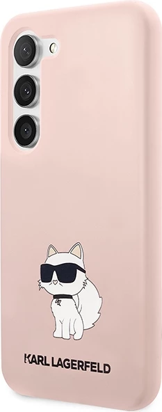 Mbështjellës Karl Lagerfeld Liquid Silicone Ikonik Choupette për Samsung Galaxy S23, Rozë