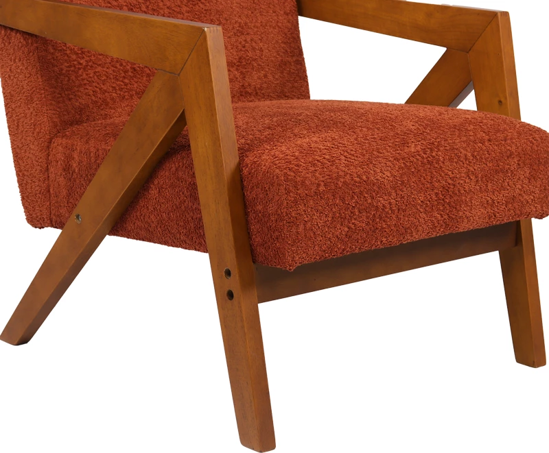 Fotel Garifa, material terakote, këmbë ngjyrë arre, 79x75x75cm