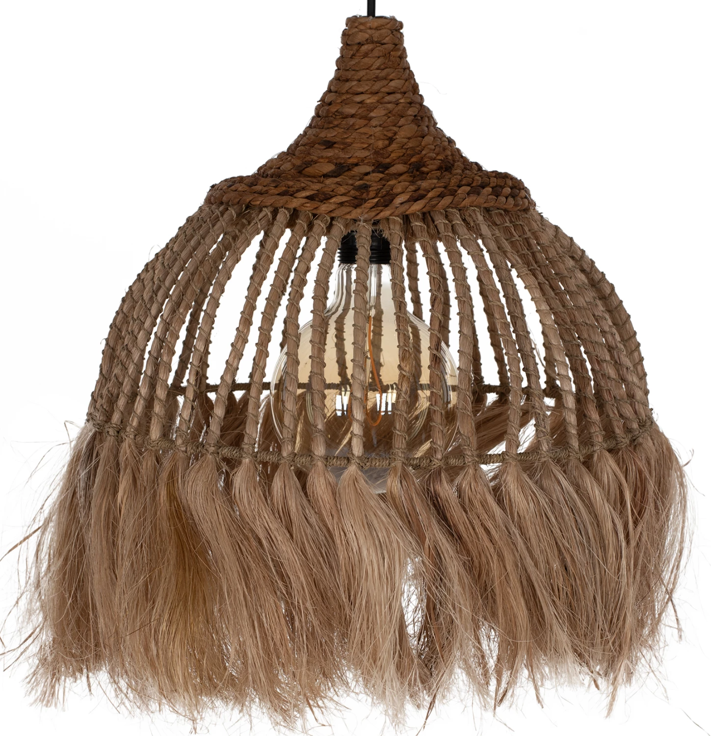 Llambë varëse tavani prej kërpi Manila me thekë, ngjyrë natyrale, 36x36x45H cm, FH7751