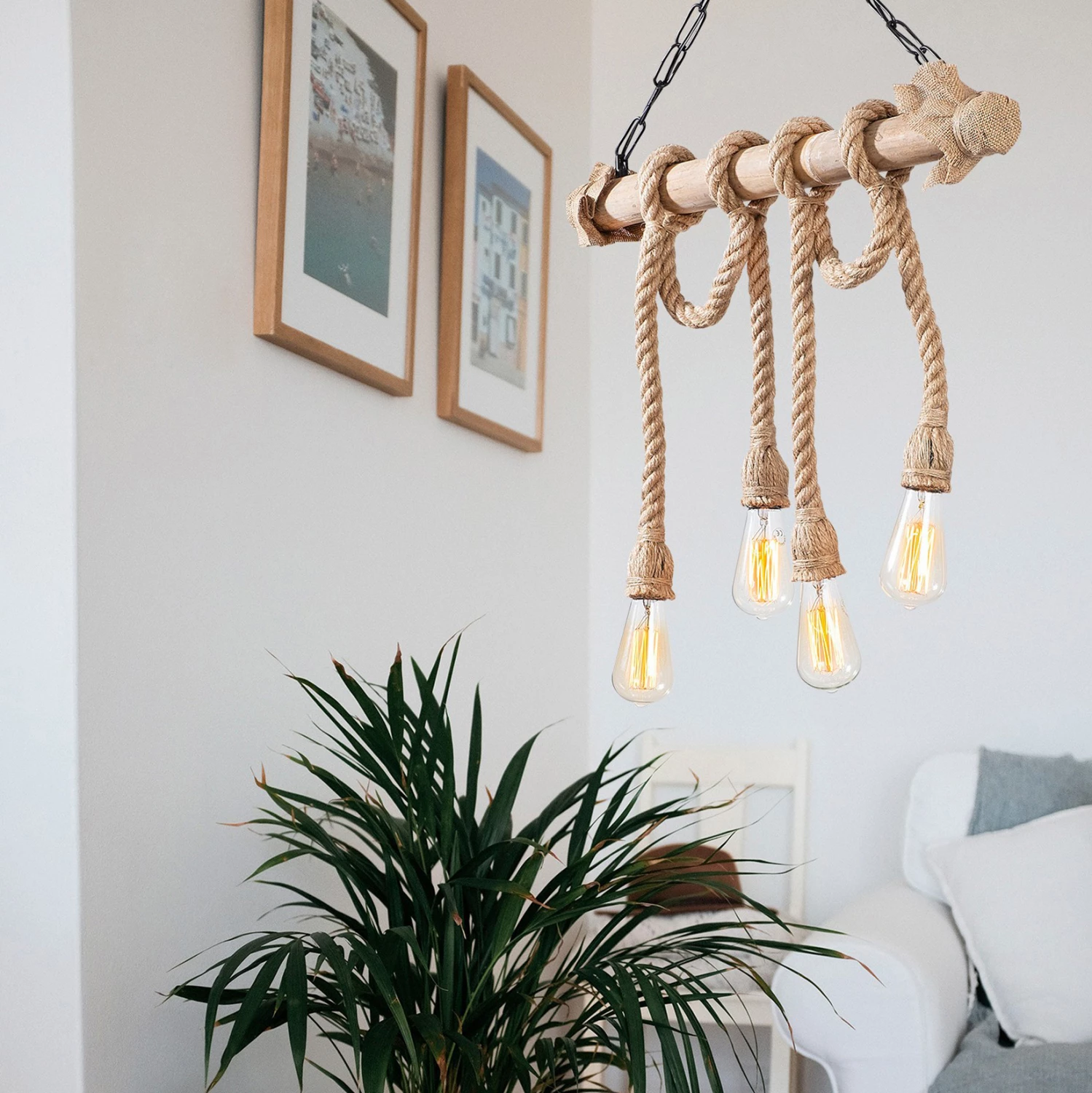 Dritë tavani druri me litar FH7321 65x8x82 cm