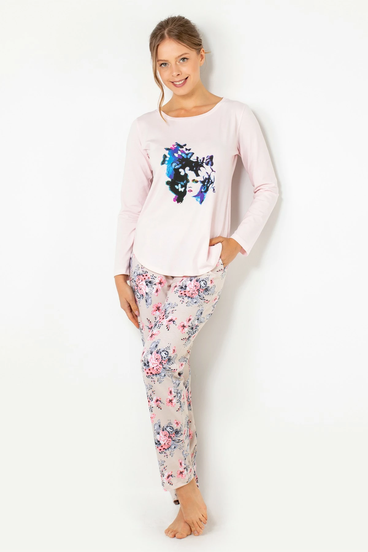 Set pizhamash për gra, ngjyrë trëndafili, Jumeon, 002-000257