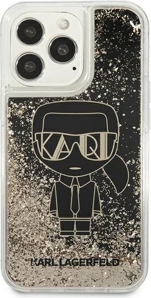 Mbështjellës Karl Lagerfeld KLHCP13LLGGKBK për iPhone 13/13 Pro 6.1", Liquid Glitter Gatsby, zi/artë