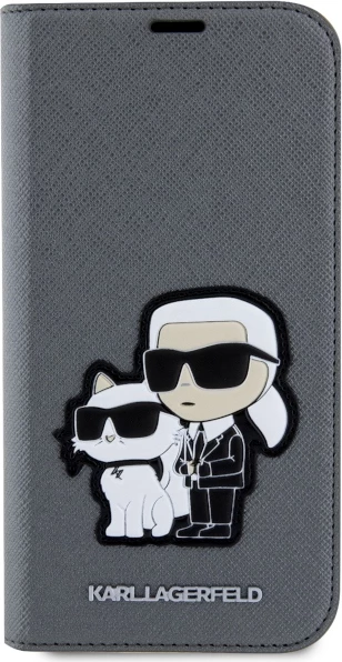 Mbështjellës Karl Lagerfeld KLBKP14SSANKCPG për iPhone 14 6.1", Saffiano Karl & Choupette, argjendtë