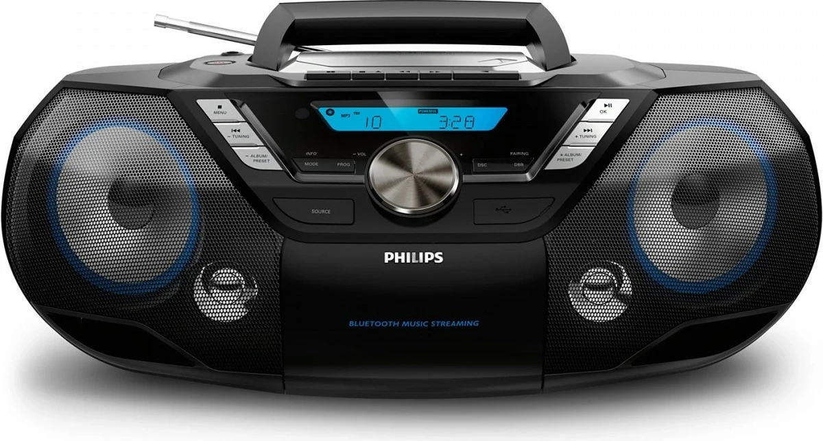 Radio/CD bumbox Philips AZB798T/12 Bluetooth, USB, DAB/DAB+/FM, CD/MP3, kasetofon, 12 W, i zi