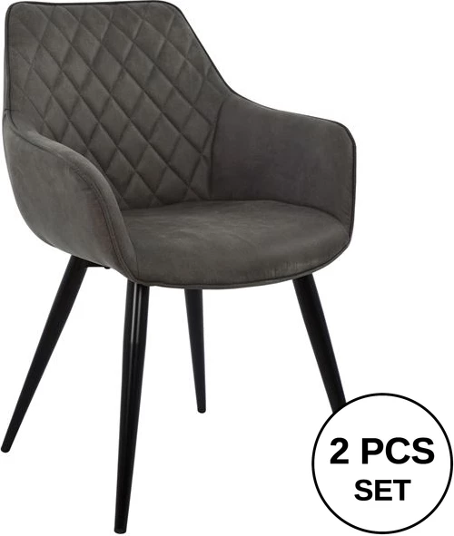 Karrige me krahë Mando, FH8006.10, stof Nubuck gri, 60x60x84 cm, set prej 2 copë