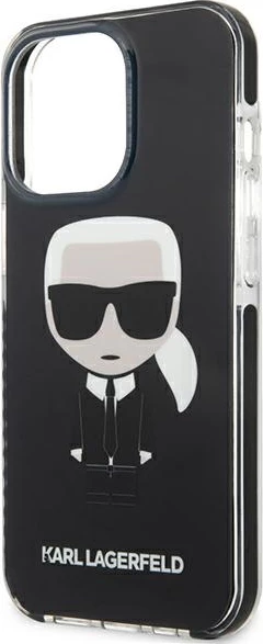 Mbështjellës Karl Lagerfeld KLHCP13LTPEIKK për iPhone 13 Pro/13 6.1", i fortë, i zi Iconik Karl