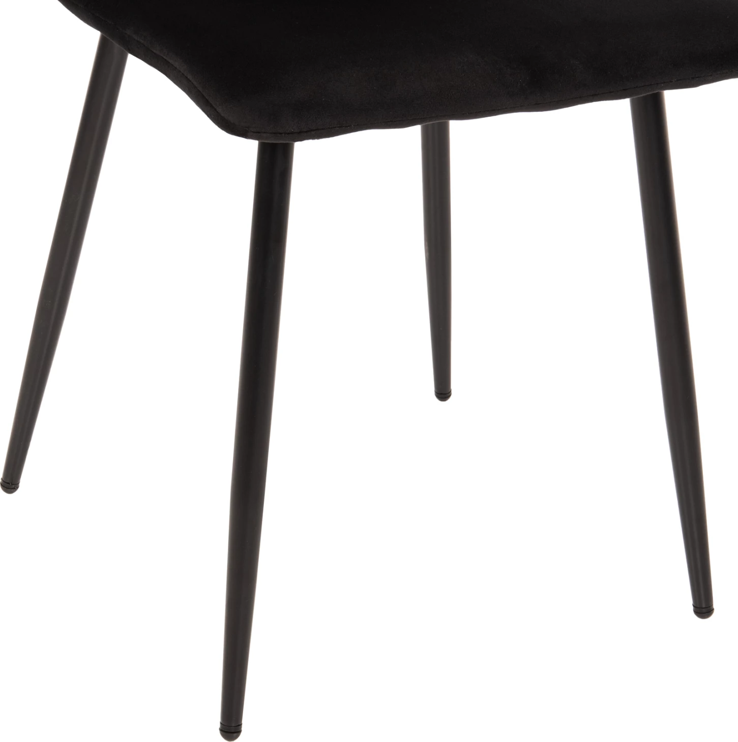 Karrige ngrënieje LATRELL, FH8587.04, kadife e zezë & këmbë metalike të zeza, 43x54x88H cm., set prej 4 copësh