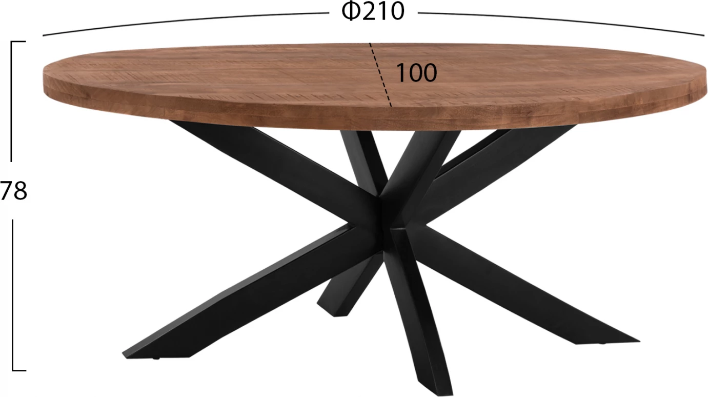 Tavolinë ngrënieje ovale, LEVINHO FH8483.11, dru mango i fortë, 210x100x78 cm