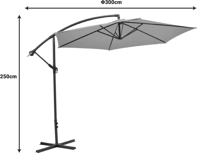 Çadër me bazë Jiopel, bezhë/hiri, 3m