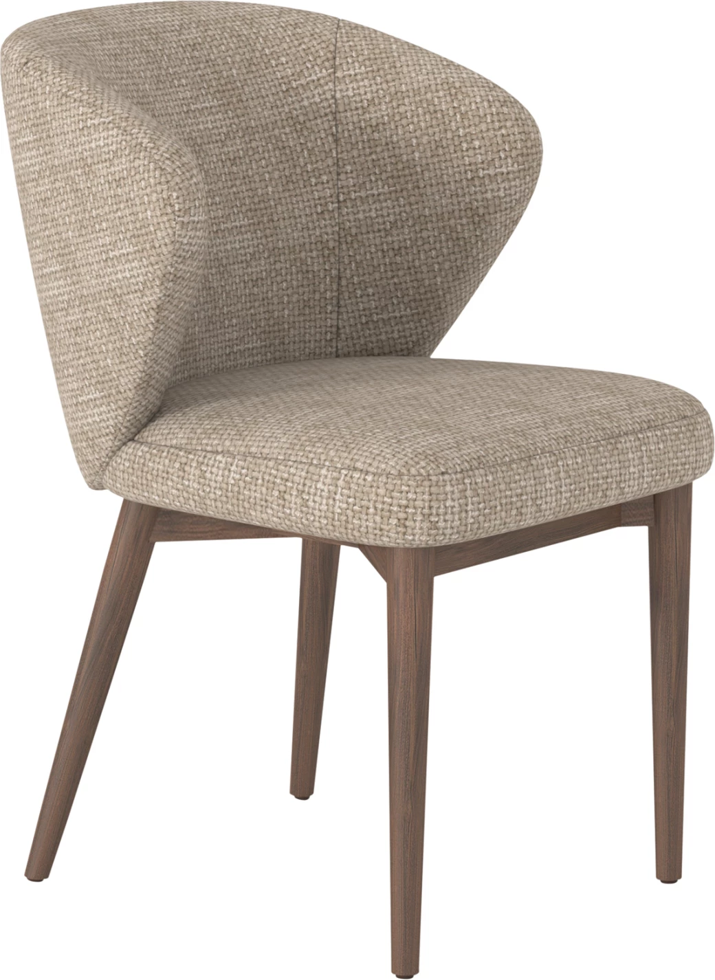 Karrige ngrënieje Swaive, këmbë druri arre, material stof kafe i çelët, CD18105.01, 58x62x82cm