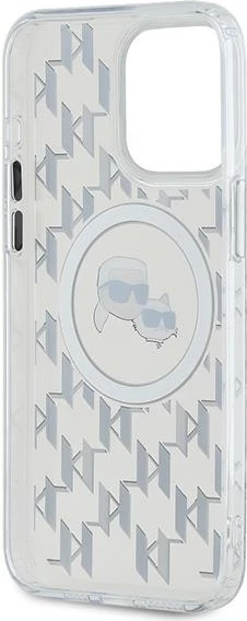 Mbështjellës Karl Lagerfeld IML Monogram Karl & Choupette Head MagSafe për iPhone 15 Pro, Transparent