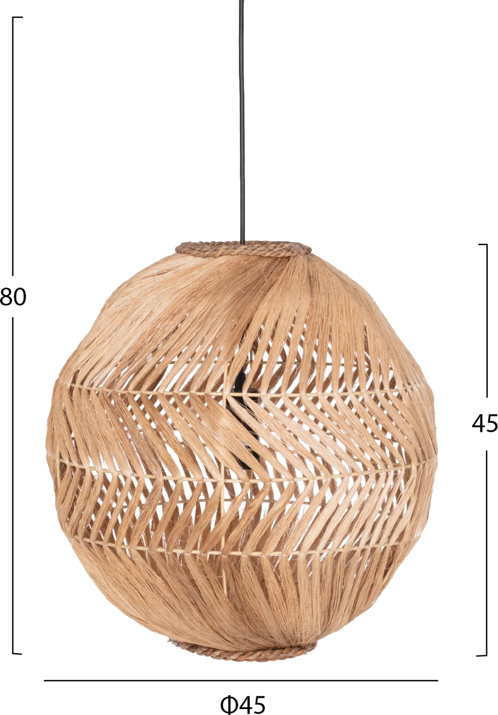 Llambë tavani sferike, fibra abaka natyrale, 45x45-80cm, FH7769