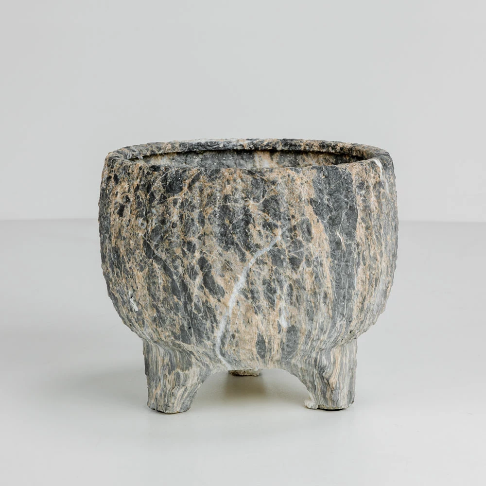 Vazo lulesh ROCKY, qeramike, antracit-bezhë, 27x27x23cm