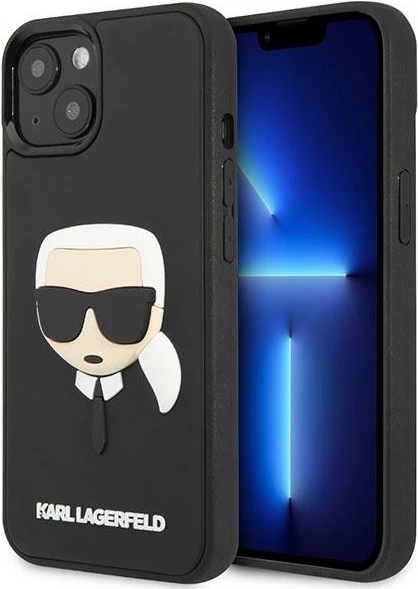 Mbështjellës Karl Lagerfeld KLHCP14MKH3DBK për iPhone 14 Plus 6.7", i zi, hardcase 3D Rubber Karl's Head