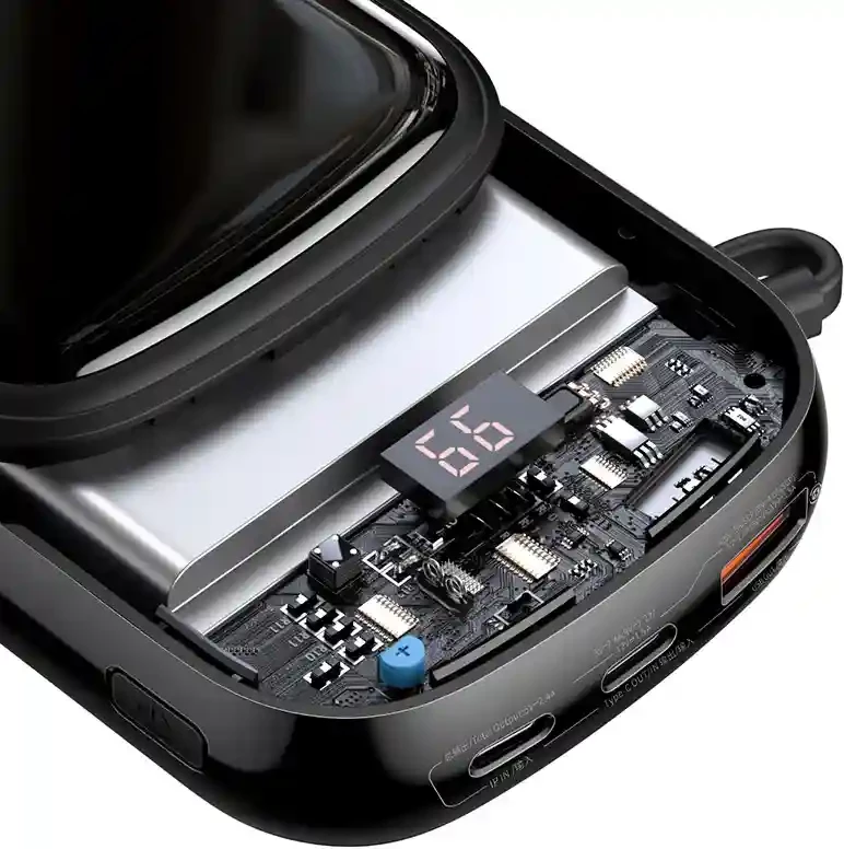 Powerbank Baseus Qpow PRO 20000mAh, 20W, me kabllo Lightning, USB-C dhe USB, e zezë