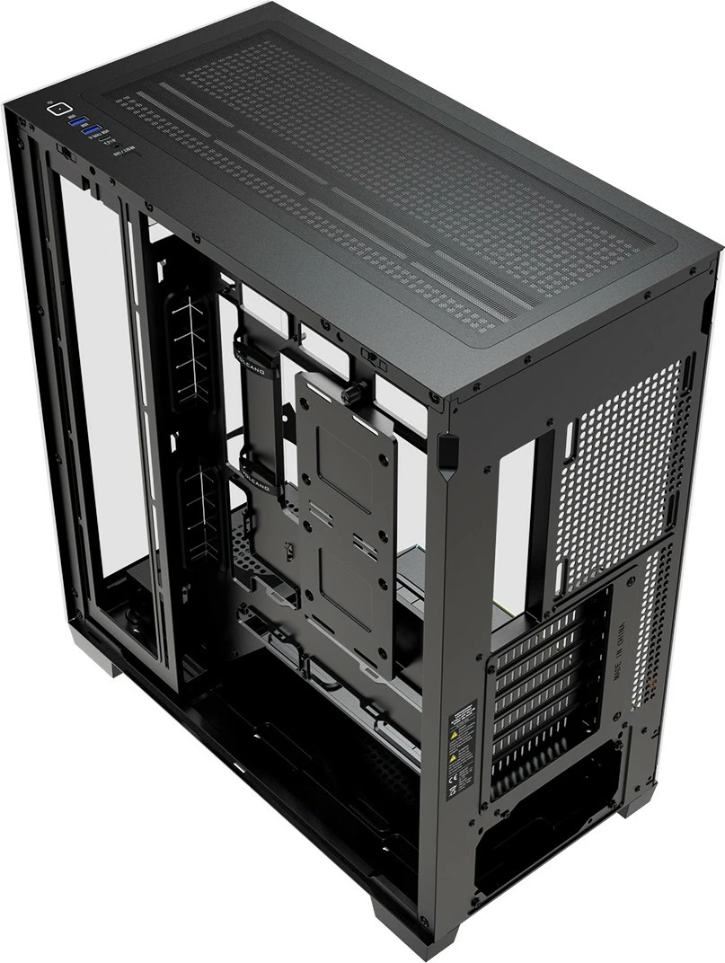 Kasë MODECOM VOLCANO STELLAR PLUS MIDI Tower, ATX/mATX/ITX, xham i temperuar, ARGB, pa ventilatorë, USB-C, e zezë