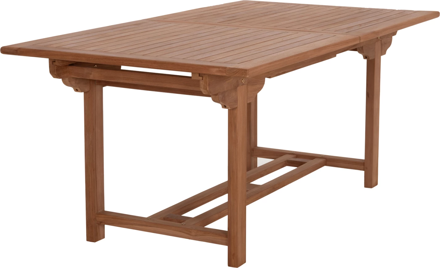 Tavolinë ngrënieje e zgjatshme për jashtë, dru tik natyral, CRANDER FH6376, 180-240x100x76cm