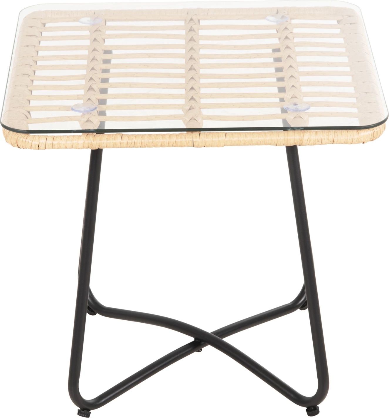 Tavolinë kafeje GERRY FH5717.11 p.e. rattan, kornizë metalike e zezë, 50x50x47,5 cm