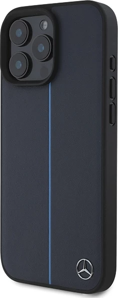 Mbështjellës Mercedes MB Blue Line lëkurë me MagSafe për iPhone 16 Pro Max, Blu