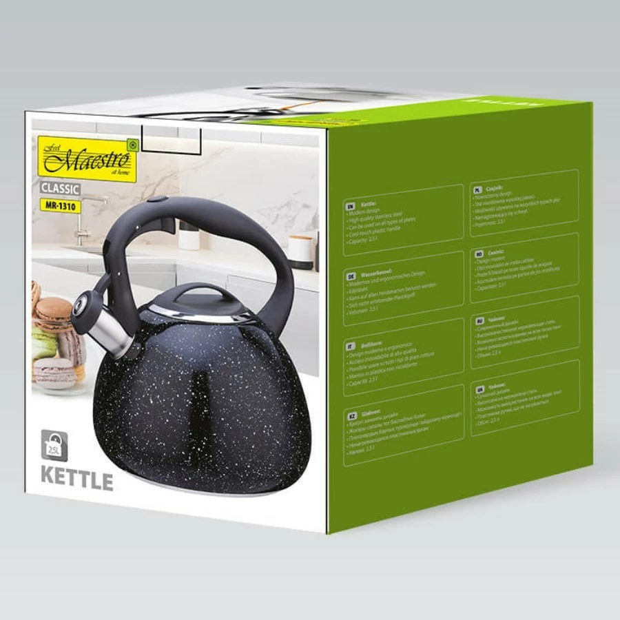 Çajnik me fishkëllimë Feel-Maestro MR-1310 2.5 L inox, i zi