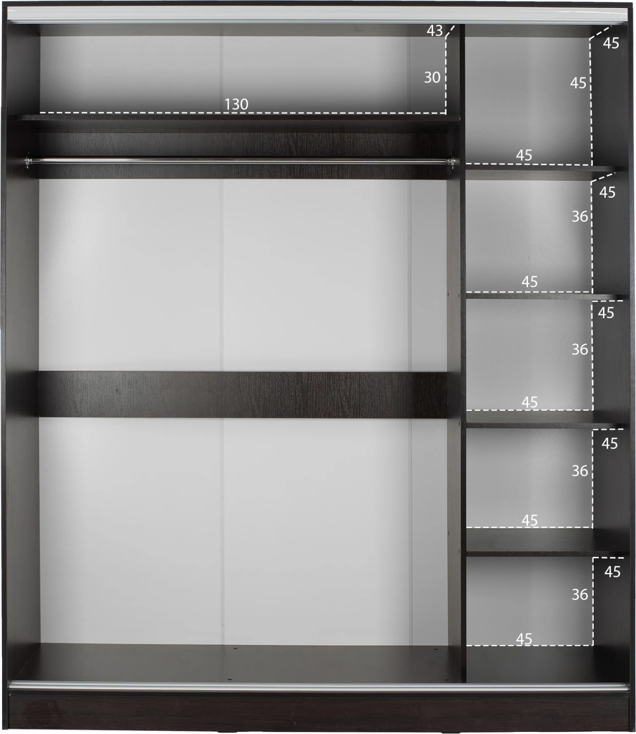 Dollap me dyer rrëshqitëse, ngjyrë wenge, FH2437.02, 180x60x210 cm