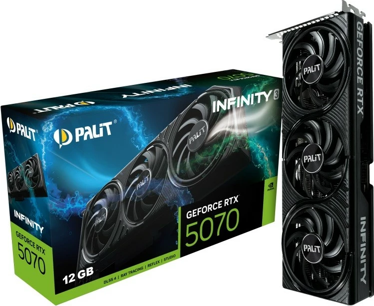 Kartë grafike Palit GeForce RTX 5070 INFINITY 3, 12GB GDDR7, PCI-E 5.0, e zezë