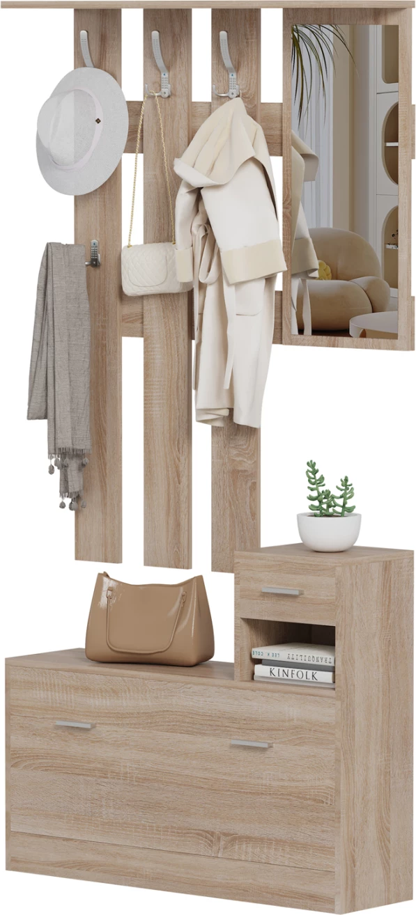 Set për hyrje me pasqyrë GORN FH2473.01 melaminë në ngjyrë Sonama 90x24x190Hcm