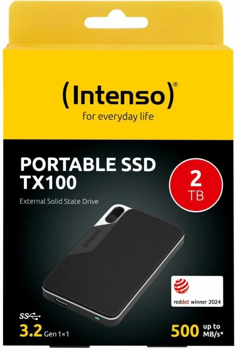 SSD i jashtëm INTENSO TX100 2TB USB 3.2 Gen1 500MB/s, i zi, me 2 kabllo