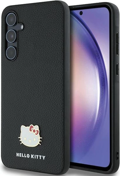 Mbështjellës Hello Kitty Metal Logo Kitty Head për Samsung Galaxy A55, i zi