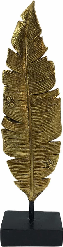 Dekor gjethe ARADA, polirezine, ngjyrë ari e zezë, 8x5x30cm