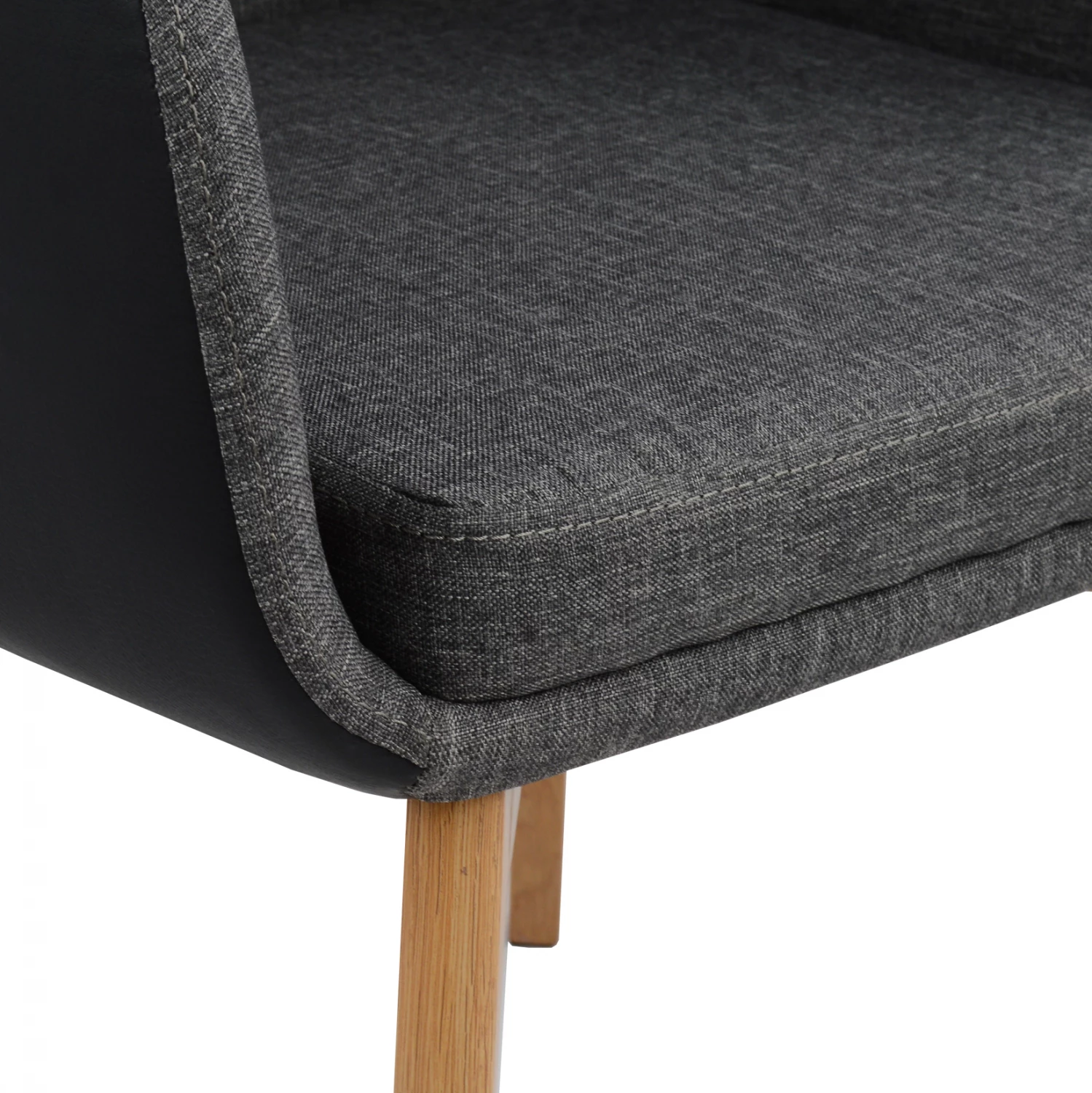 Karrige me krahë Bristol FH0141.01, ngjyrë gri e errët dhe PU e zezë, 57x59x86 cm, set prej 2 copë