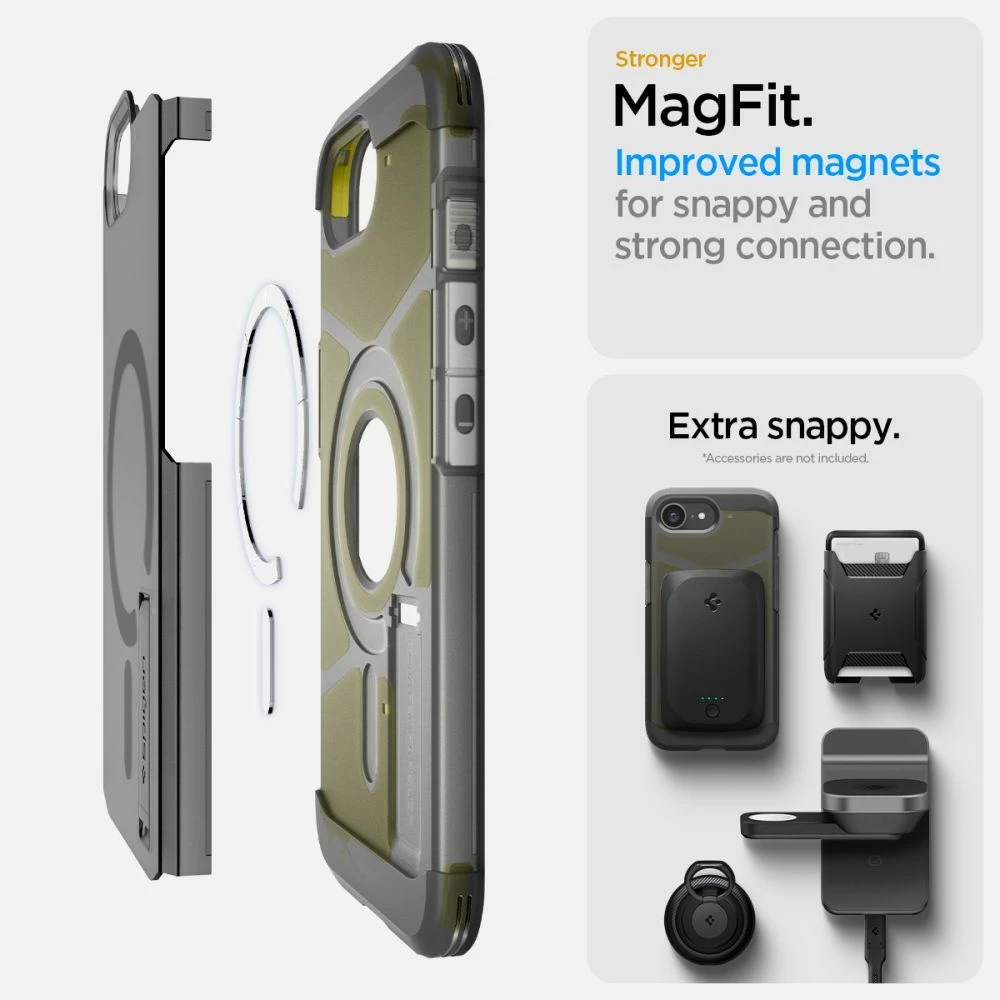 Mbështjellës Spigen Tough Armor MagSafe për iPhone 16e, Gri/Transparent