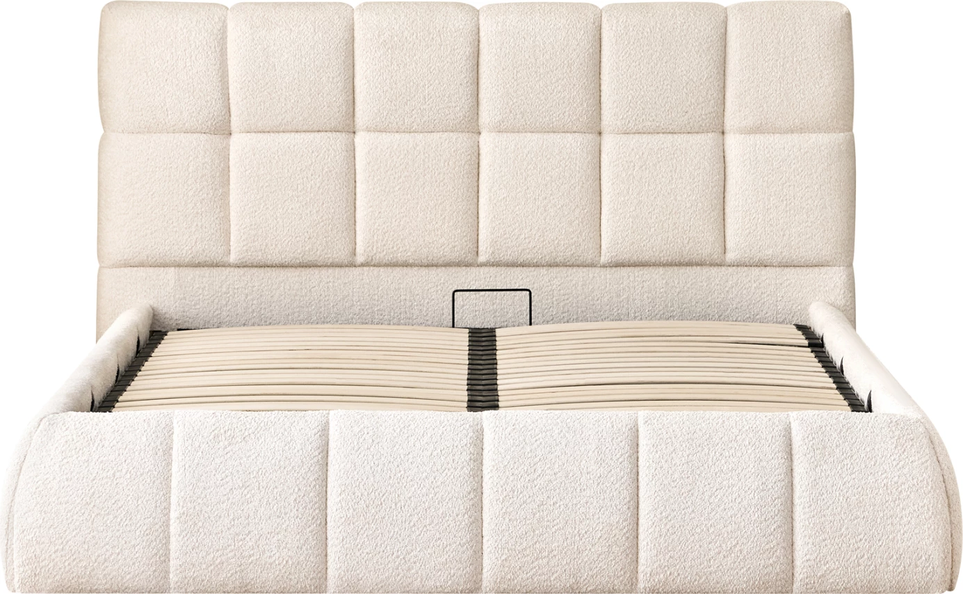 Krevat dopio EDDY, boucle bezhë, me hapësirë për depo, FH731.03, për dyshek 160x200cm