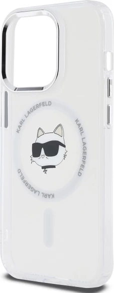 Mbështjellës Karl Lagerfeld IML Metal Choupette Head MagSafe për iPhone 13/13 Pro, Bardhë